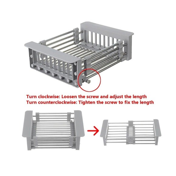 Adjustable Drying Rack Over The Sink Stainless Steel 11.5" - 18.75" Wide New - Picture 2 of 13